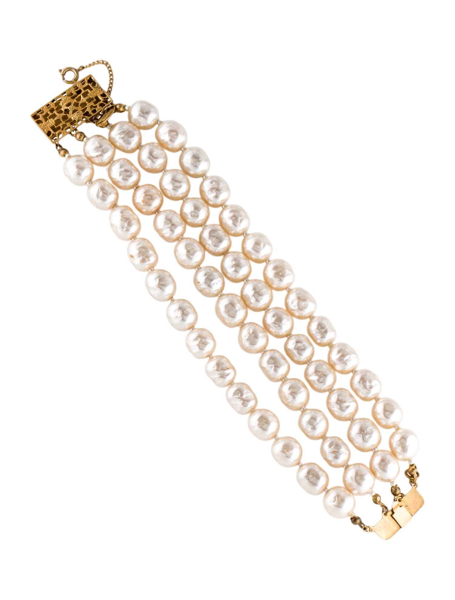 Miriam Haskell Faux Pearl Multi-Strand Bracelet
